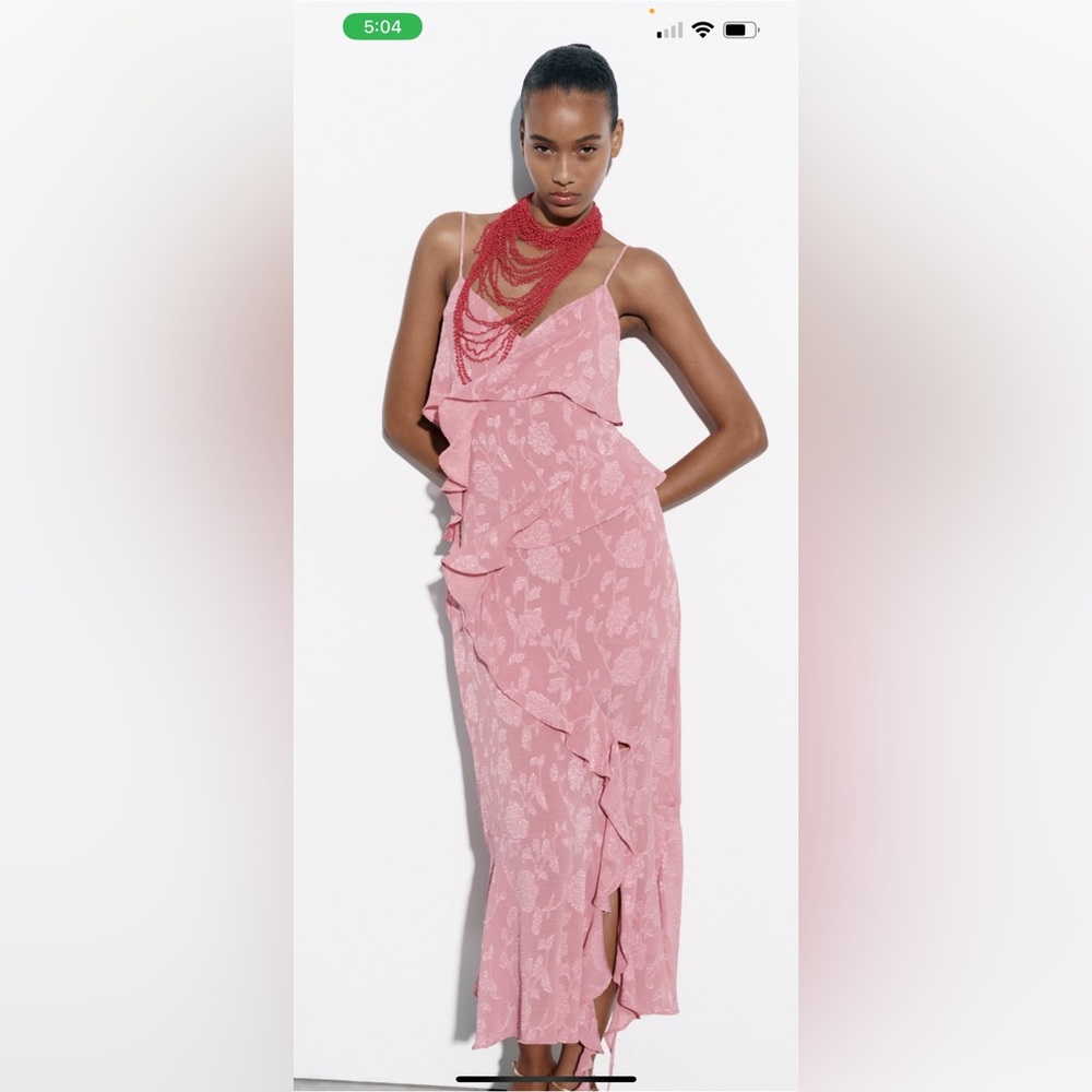 ZARA RUFFLED JACQUARD DRESS